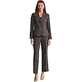 Le Suit Womens Crosshatch Two Button Jacket with Inset Waist & Trouser