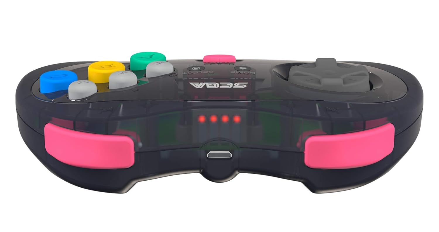 Retro-Bit Official Sega Saturn Bluetooth Controller 8-Button Arcade Pad for Nintendo Switch, PC, Mac,  Fire TV, Steam - Slate Grey: Video Games