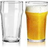 GATWOEST 20 oz Beer Glasses Set of 2- Easy to Stack & Lead-Free Classic British Pint Glasses Large Pub Craft Beer Glass for IPA, Pilsner,Clear Tall Glass Cups Great Beer Gifts for Men-Dishwasher Safe