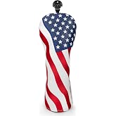 Maxgigi Vintage Retro U.S.A Patriotic Golf Headcovers Must Have Golf Gifts | Leather Driver Headcover, Fairway Wood Cover, Hybrid Head Covers &ndash; Advanced Embroidery USA Flag Golf Head Covers