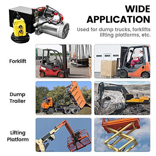 DC HOUSE Hydraulic Pump 12V Dump Trailer Pump 8 Quart Hydraulic Power Units Electric Hydraulic Pump for Dump Trailer and DIY Hydraulic Systems(8 Quart Double Acting) - Image 6