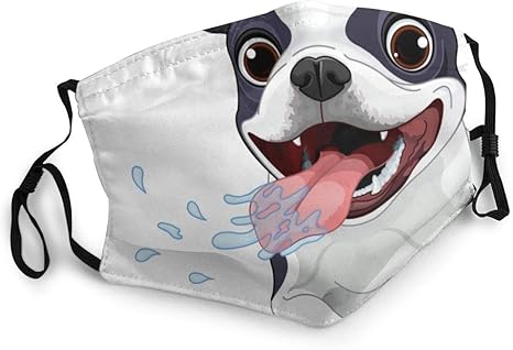 Lindo Boston Terrier perro animales salvaje cubierta para la boca para