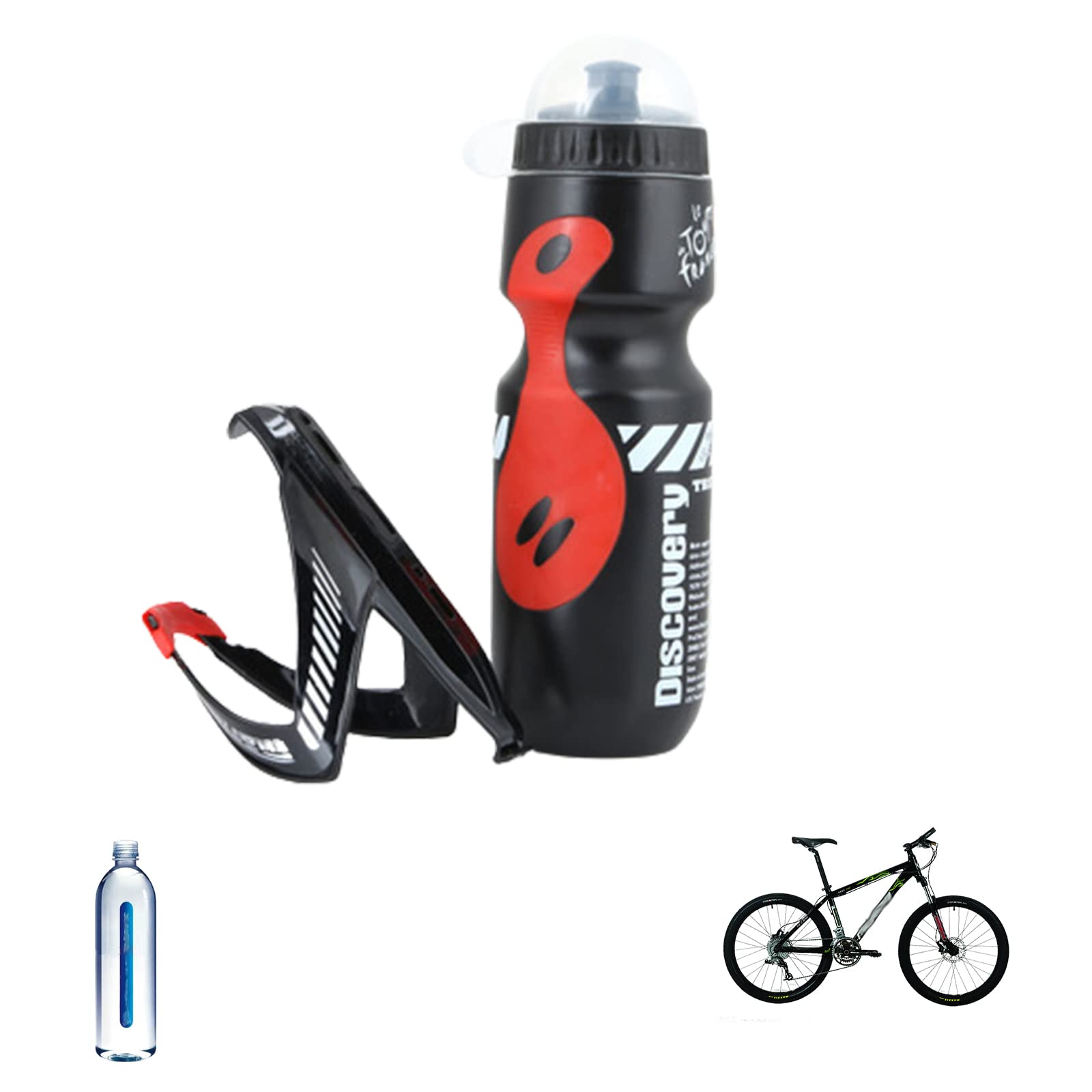 Leakproof Bike Water Bottle Cage with 650ml Bottle - Reliable Cycling Water Bottle Holder Set for Road & Mountain Bikes