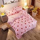 Loussiesd Strawberry Bedding Duvet Cover Set 3 Pieces Pink Microfiber Kids Twin view 2