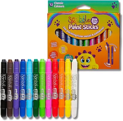 Little Brian Paint Sticks 12 Pack Assorted Colours Scribble and Fine Painting