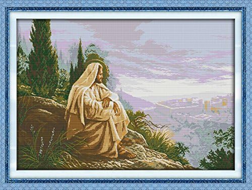 Counted Cross Stitch Kits Jesus Overlook 14 Count 30"x 22" DIY Needle Work for Home Decor