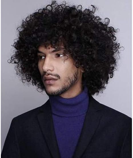 Amazon Co Jp ナチュラルブラック100 人毛アフロウィッグショートカーリーヘアウィッグメンズナチュラルカーリーヘア ホーム キッチン
