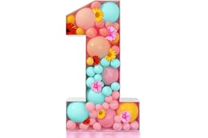VALURI CREATIONS 3ft Mosaic Numbers for Balloons Frame Light Up Large Cardboard Numbers Marquee Numbers Pre-Cut Kit Number 1 Balloon Frame Cut-out Extra Large Foam Board First Birthday Backdrop 1st Birthday Party