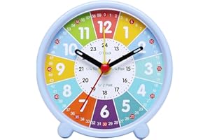 Colorful Silent Learning Clock for Kids, Teach Easily with Color-Coded Design and 24-Hour Inner for Ring, Non-Ticking Classro