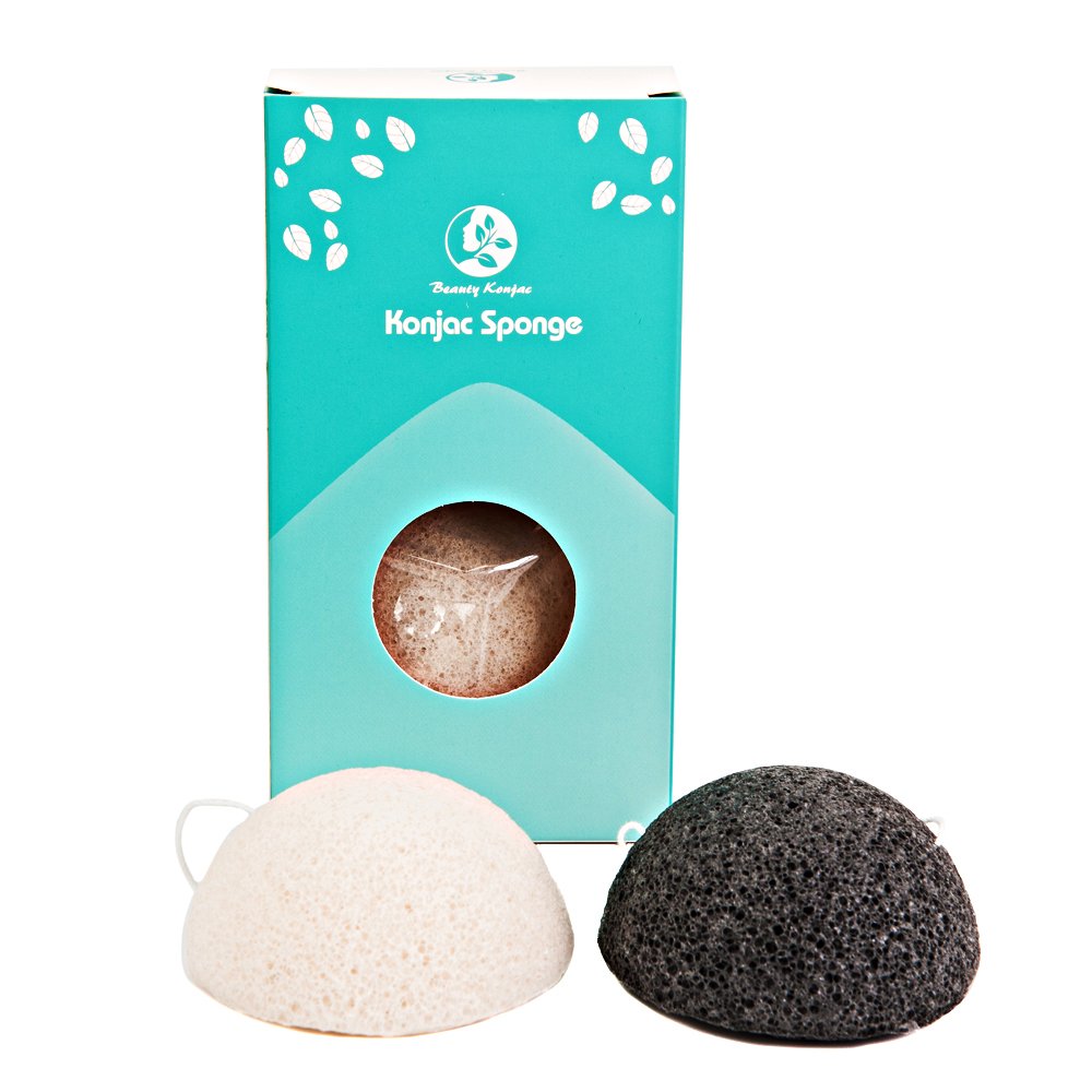 100 Natural Konjac Sponge 2pieces pack with white and