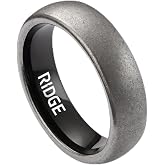 Ridge 6mm Rounded Tungsten Rings For Men - Dual Band Metal Wedding Ring &amp; Silicone Ring, Scratch-Resistant PVD Coating, Convex No-Pinch Fit, Includes Extra Silicone Band (Stonewashed Titanium, 13.5)