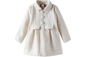 LittleSpring Little Girls Dress Coat Faux Wool Slim-Fit Peacoat