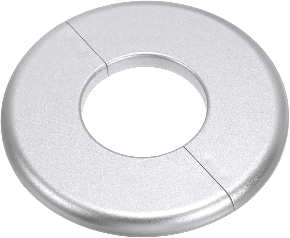 PATIKIL 1.73" Silver ABS Split Flange Self-Adhesive Escutcheon Plate Pipe Cover