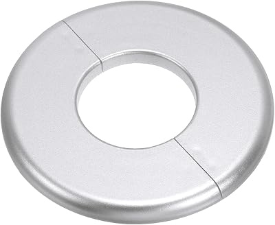 PATIKIL 1.73" Silver ABS Split Flange Self-Adhesive Escutcheon Plate Pipe Cover
