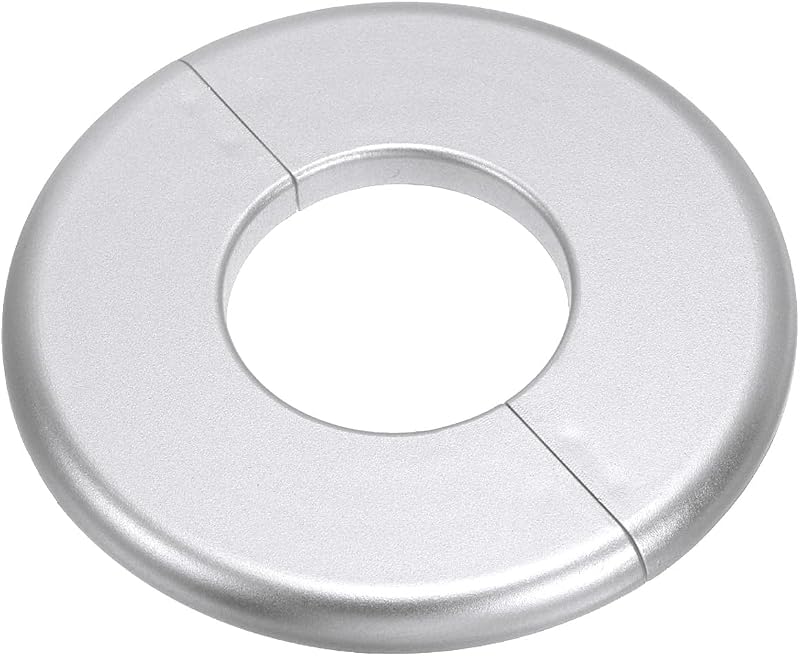PATIKIL 1.73" Silver ABS Split Flange Self-Adhesive Escutcheon Plate Pipe Cover