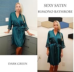 Ekouaer Women's Satin Robe Silk Kimono Bathrobe