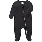 Hikido Baby Romper 100% Organic Cotton Pajamas One Piece Long Sleeve Zipper Footie Onesie for 0~12M Baby