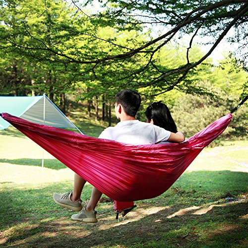 Portable Beach Swing Bed,Hulorry Double Outdoor Hammock Portable Hammock Chair Garden Beach Backyard with Mosquito Net Hanging Swing for Hiking,Travel,Camping Lightweight Parachute