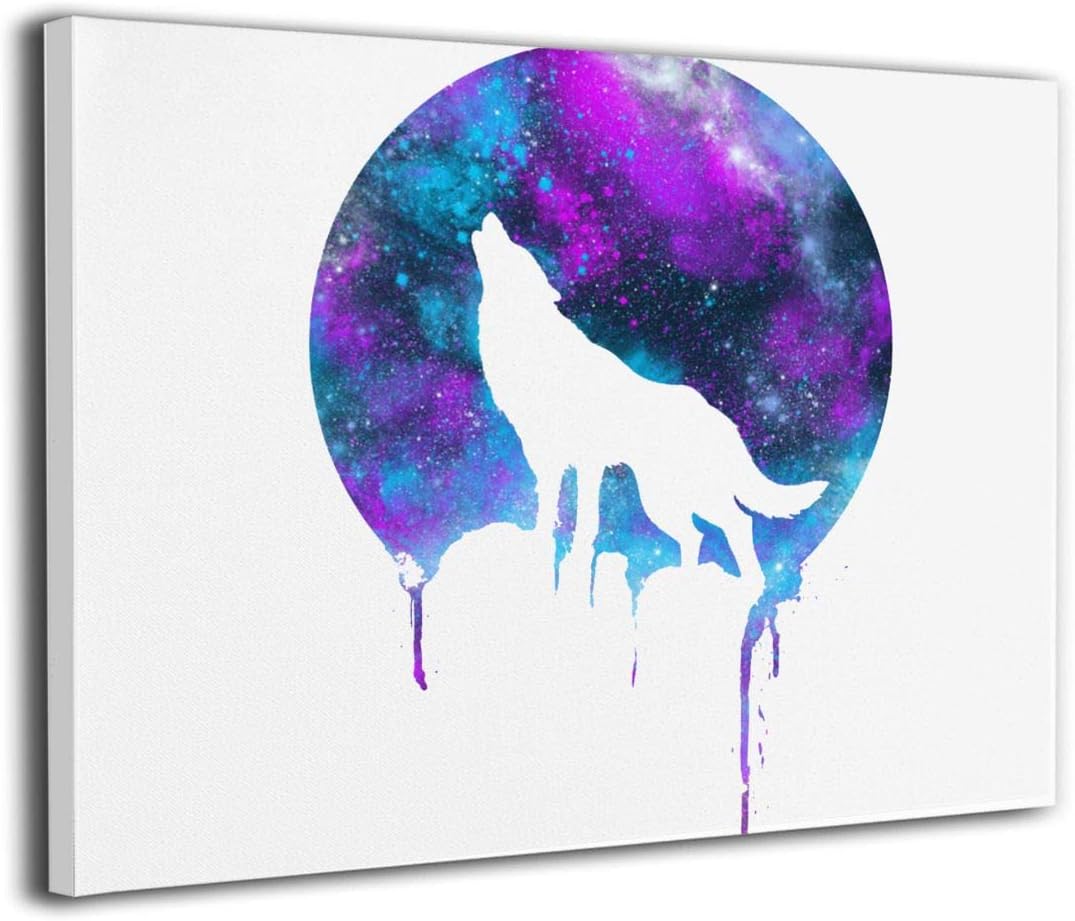 Amazon Co Jp 宇宙 望遠鏡 吠える ウルフ 狼 オオカミ 飾り絵画 美術イラスト 横50cm 縦40cm ホーム キッチン