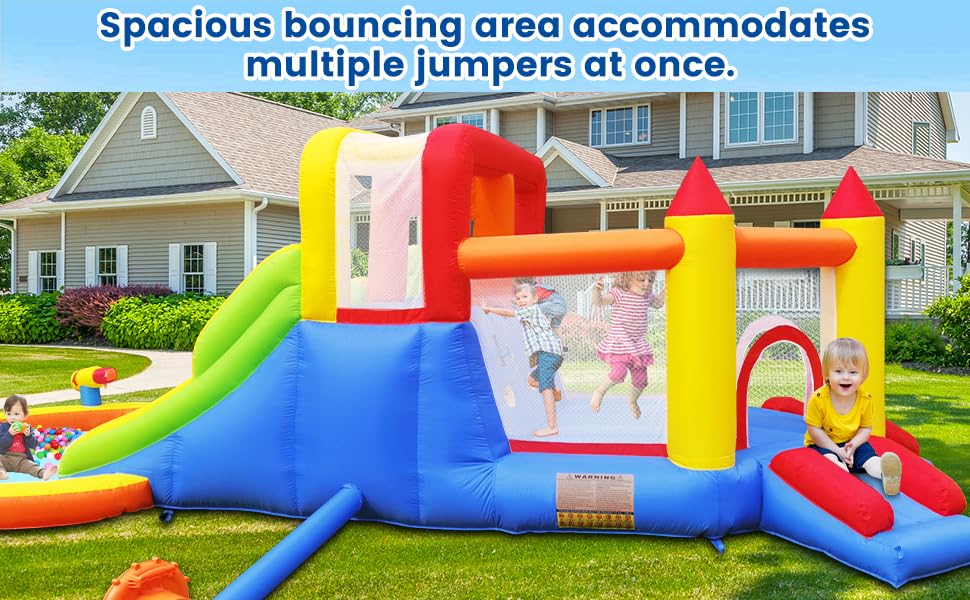 Umbalir InfIatable Bonuce House with 4 Slides & Large Splash Pool, Water Park with Ultra-Wide Climbing Wall, Jumping, Water Cannons & Surprise Water Sprayers for 3-10 yr Kids(20.6'Lx9.6'Wx6.4'H)