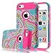 iPhone 5C Case,iphone5C Case,Kmall(TM) for iPhone 5C 2in1 High Impact Hybrid Dual Layer Case Heavy Duty Case Full-body Matte Rugged Armor Cover Case with Totem Tribe Floral Pattern (Hot Pink)