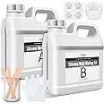 Silicone Molds Making Kit - Translucent 0.5 Gallon 15A Liquid Silicone Rubber - 1:1 Mixing Ratio Fast Curing Molds for Resin, Casting, Candle, DIY Crafts