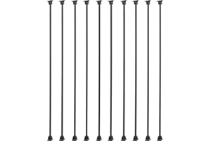 Gleefurny Balusters for Staircase Interior - Stair Railing Indoor Spindles, Iron Balusters Banister, Hollow Square, 1/2inch x 44inch, Plain Iron Balusters and Swivel Shoes (Pack of 10), Matte Black