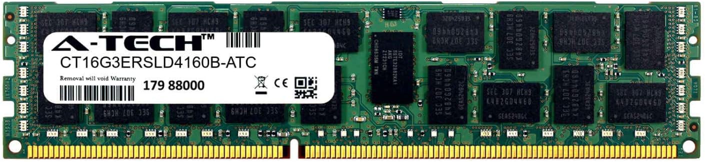 A-Tech 16GB RAM Replacement for CT16G3ERSLD4160B | DDR3/DDR3L 1600MHz PC3L-12800R ECC RDIMM 2Rx4 1.35V Registered DIMM 240-Pin Server & Workstation Memory Module