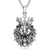 POTOPYY 925 Sterling Silver Lion/Owl/Eagle/Wolf Necklace Pendant for Men Jewelry Christmas Valentines Day Gifts for Men