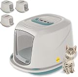 Cat Centre Medium Blue Hooded Litter Tray Extra Deep with Charcoal Filter