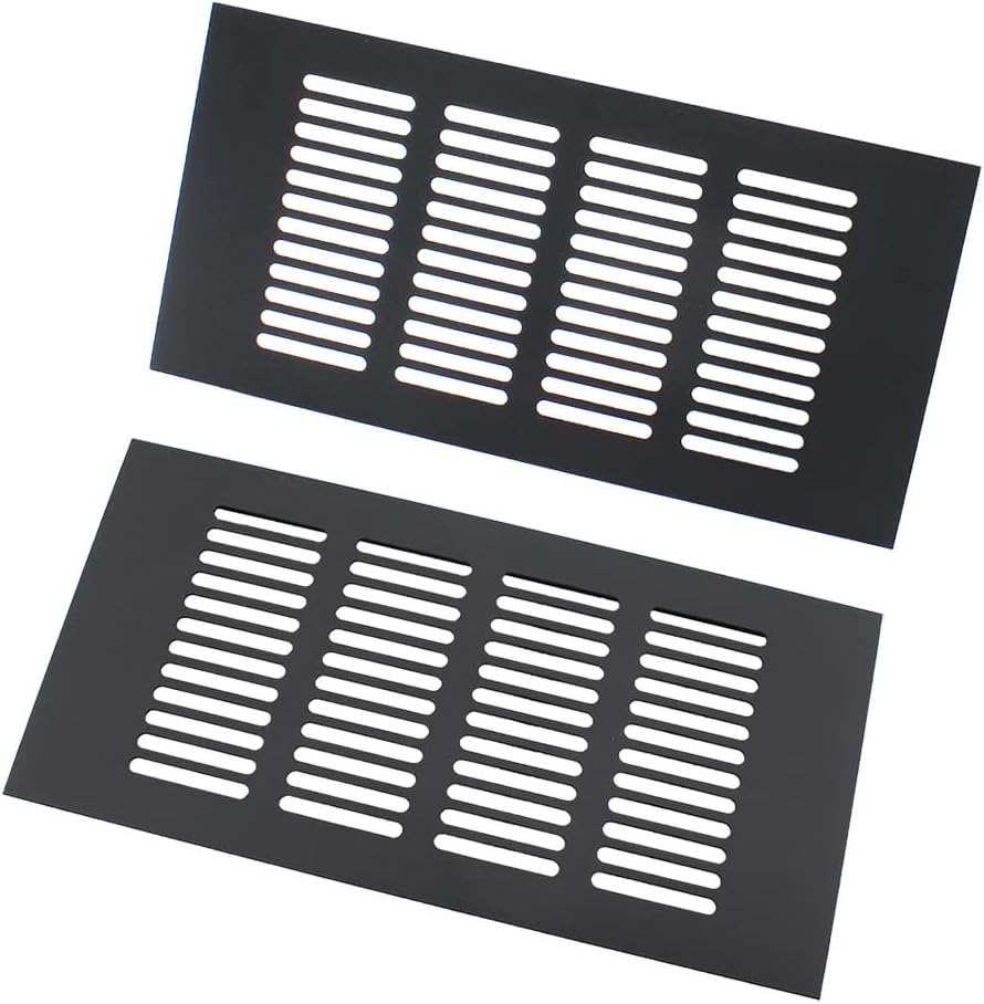 Registers, Grilles & Vents - 2PCS Air Vent Cover,TTZEZE Black Aluminium Alloy Ventilation Grille Rectangle Metal Louvered Grill Cover for Wardrobe Stove Shoes Cabinet Sink Kitchen Bathroom Side Wall Ceiling and Floor Exhaust Vent