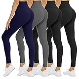 4 Pack Leggings for Women - High Waisted Tummy
