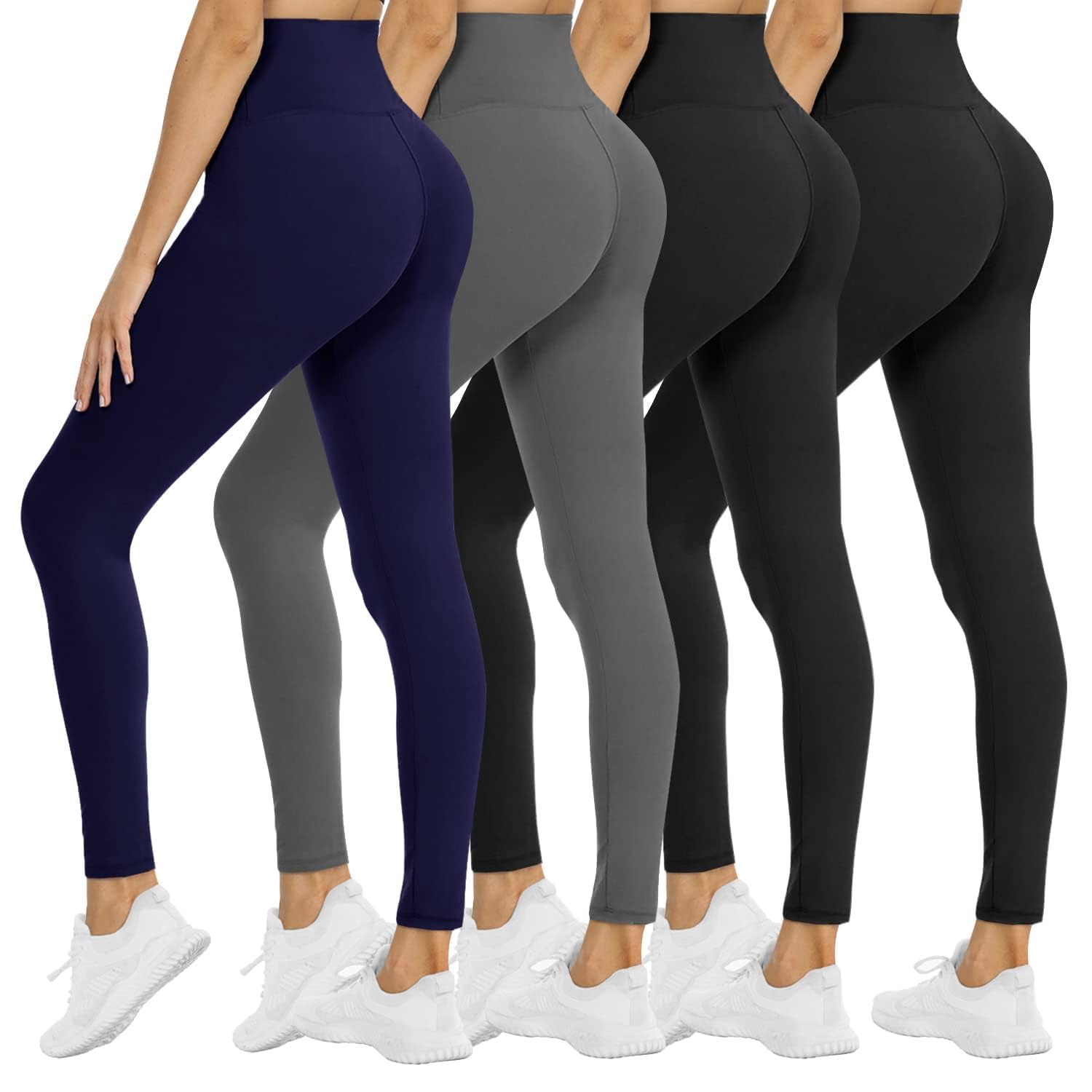 Photo 1 of ***2 missing***very used***stained***4 Pack Leggings for Women - High Waisted Tummy Control Soft No See-Through Black Yoga Pants for Athletic Workout  MEDIUN
