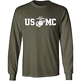 Lucky Ride Marine Corps Bull Dog Front and Back USMC Men's T-Shirt Longsleeve