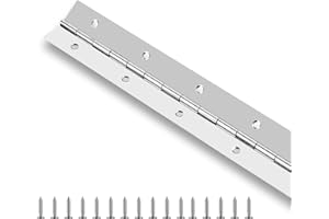 GRRONZEE Piano Hinge 48 Inch Stainless Steel Continuous Hinge with Holes Heavy Duty Piano Hinge for Cabinets Boat Marine Door, 0.04" Leaf Thickness 1.2'' Open Width, Screw Included