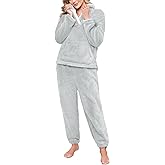VXVGER Women's Fluffy Pajamas Set Winter Warm 2 Piece Plush Pullover Pants Fuzzy Fleece Sleepwear Loungewear Pjs with Pockets