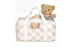 lethooly Baby Diaper Caddy – Baby Diaper Caddy Organizer, Stylish Storage Basket for Newborn Essentials & Diaper Station, Baby Registry Must-Have (Beige)