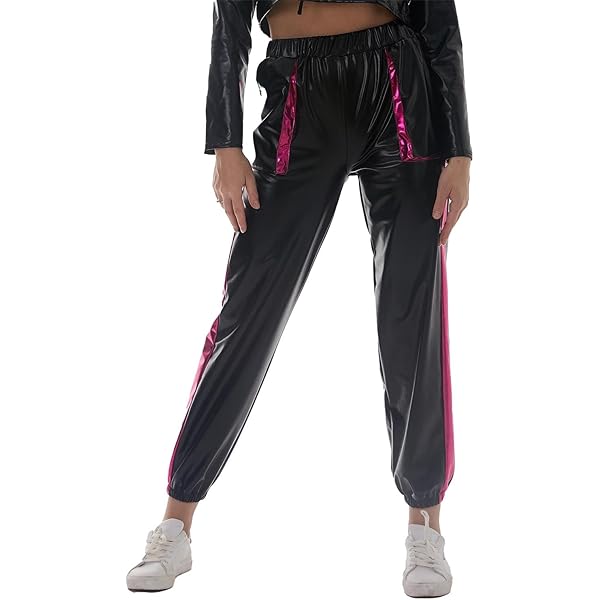 Amazon.com: OMEWEE Women's Shiny Metallic Colorblock