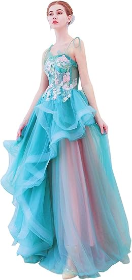 Amazon カクテルドレス 演出服 カラー プリンセスライン カラードレス 演奏会 発表会 ウェディングドレス なロングドレス 高級 イブニングドレス 通販