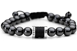 iHeartDogs Hero Company Magnetic Hematite Titanium Beads Bracelet - Magnetic Therapy Bracelet for Men and Women
