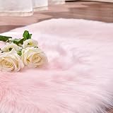 Cumay Super Soft Faux Area Rug 23.6 x 35.4 Pink Living Room Bedroom view 5