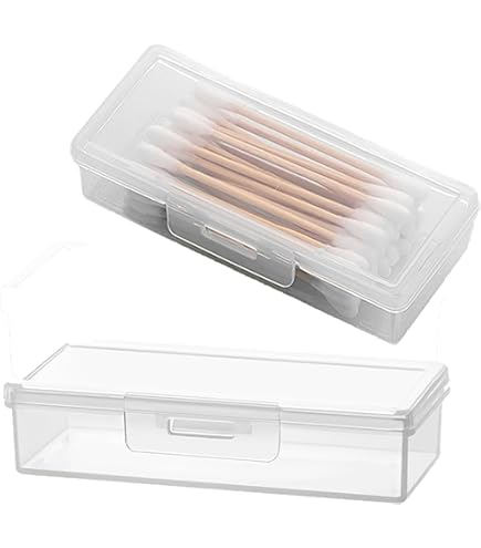 Étui De Rangement Portable Pour Cotons-Tiges - Organisateur Voyage Avec Couvercle Anti-Poussière Gris Transparent