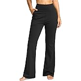 SANTINY Bootcut Pants for Women 28.5"/32"/32" Loose High Waisted Wide Leg Leggings Flare Yoga Pants with Pockets (Black_32-XS)