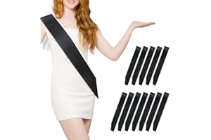 MDOZQ 12 Pcs Sash Blank Satin Sash Party Supplies Black Sash Plain Sash Senior Sash Satin Sash Sashes for Birthday, Wedding, Graduation, DIY, Beauty Pageant, Hen Party, Homecoming, Make Your Own Sash