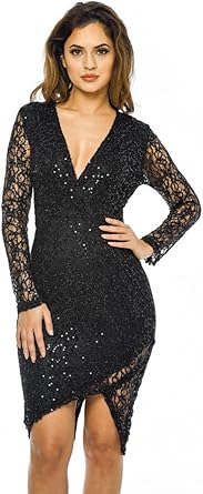 sequin wrap dress midi