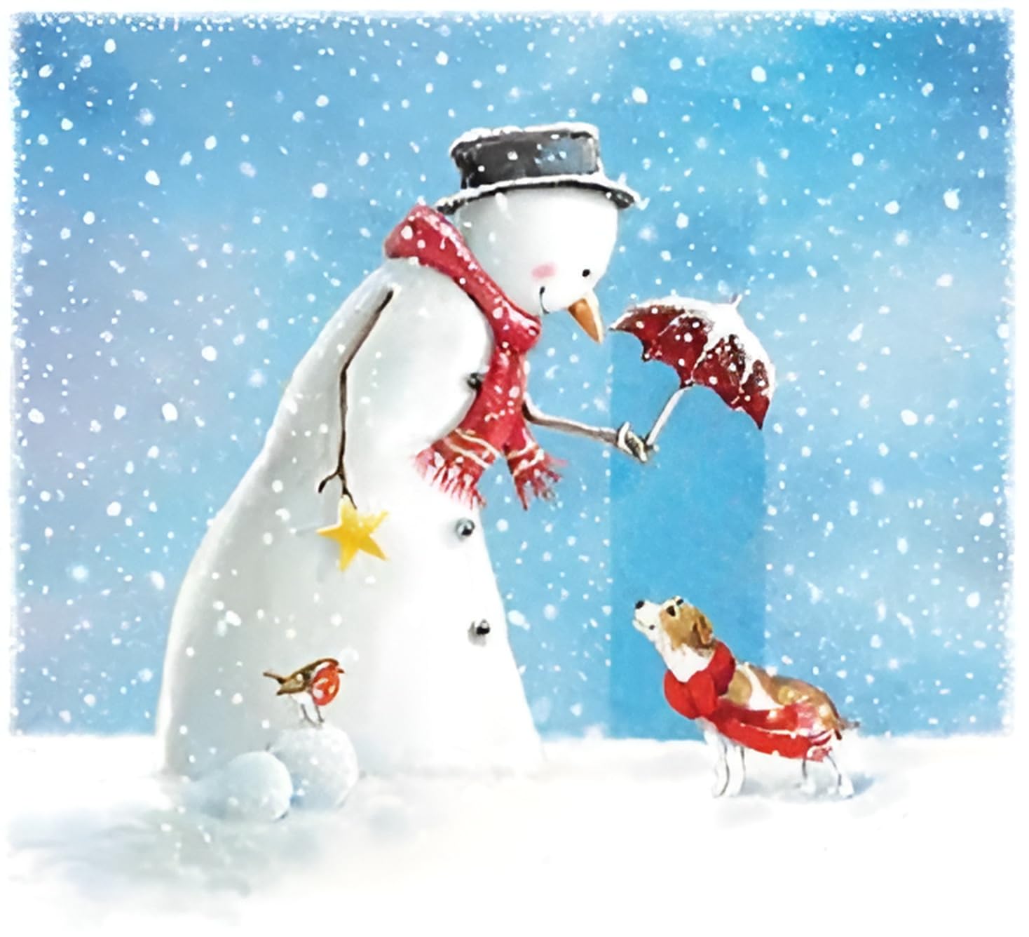 GBCC Charity Christmas Cards - Pack of 6 Premium Christmas Greeting Cards with Envelopes - Festive Snowman & Dog - Supporting UK Charities