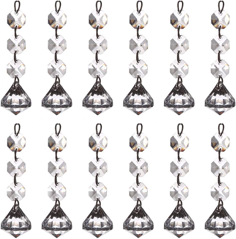 30 Pcs Acrylic Hanging Crystal Beaded Strand Pendant for Chandelier, Ceiling Light, Lamp, Diamond Beads Garland Chain for Room, Christmas Tree, Party, Wedding Decoration (Diamond)