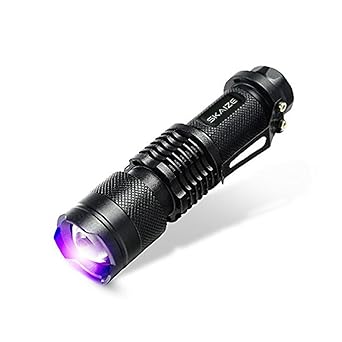 Skaize Schwarzlicht Taschenlampe UV LED-Handlampe Prüfgerät (395nm, Zoombar, Wasserfest IPX7)