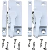 LUORNG 2PCS Cam Type Sash Lock Metal Crescent Lock White Sliding Window Lock with Screws Suitable for Vertical and Horizontal Sliding Window