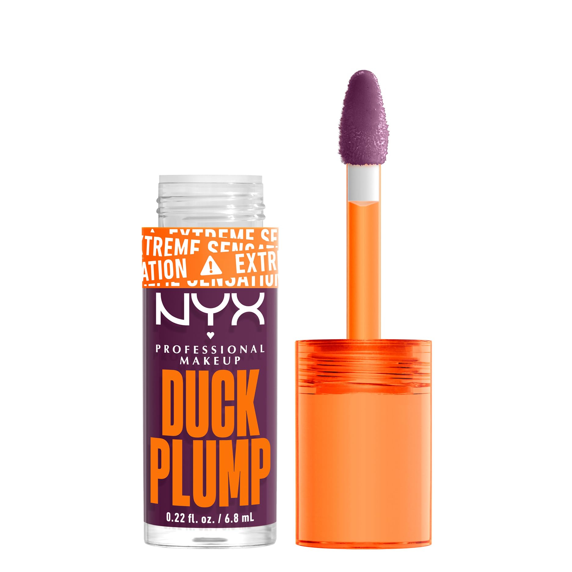 NYX Professional Makeup Lip Plumping Gloss, Intense Colour and High Pigmentation, With Extreme High Shine Finish, Infused with Spicy Ginger, Vegan Formula, Duck Plump, Pure Plum-p